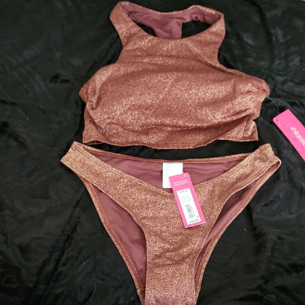 Xhilaration Sparkling Raisin Color Bikini Set
